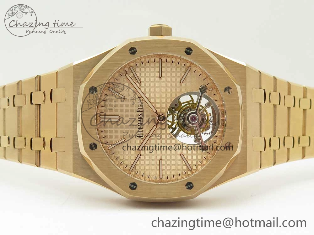 Royal Oak Tourbillon Extra-thin RG JF 1:1 Best Edition RG Textured Dial on RG Bracelet