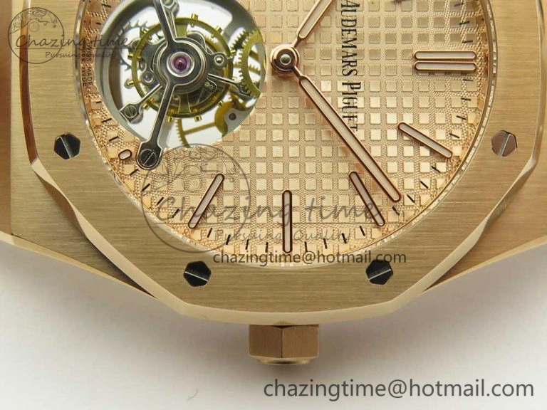 Royal Oak Tourbillon Extra-thin RG JF 1:1 Best Edition RG Textured Dial on RG Bracelet