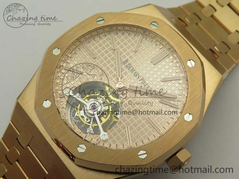 Royal Oak Tourbillon Extra-thin RG JF 1:1 Best Edition RG Textured Dial on RG Bracelet