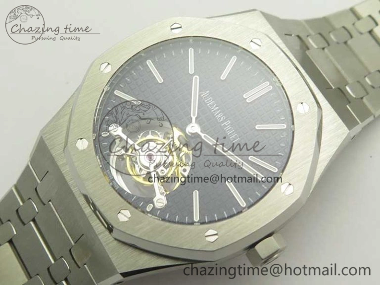Royal Oak Tourbillon Extra-thin SS JF 1:1 Best Edition Blue Textured Dial on SS Bracelet