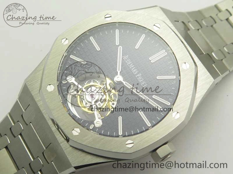 Royal Oak Tourbillon Extra-thin SS JF 1:1 Best Edition Blue Textured Dial on SS Bracelet