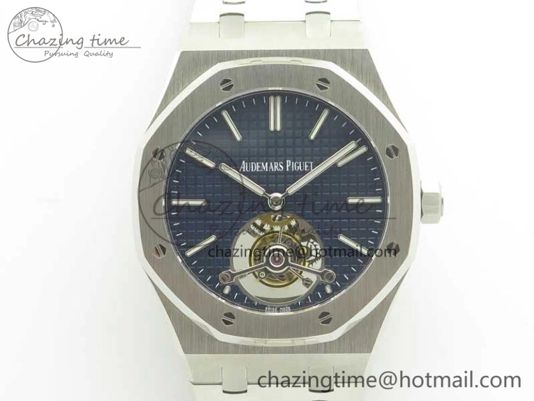 Royal Oak Tourbillon Extra-thin SS JF 1:1 Best Edition Blue Textured Dial on SS Bracelet