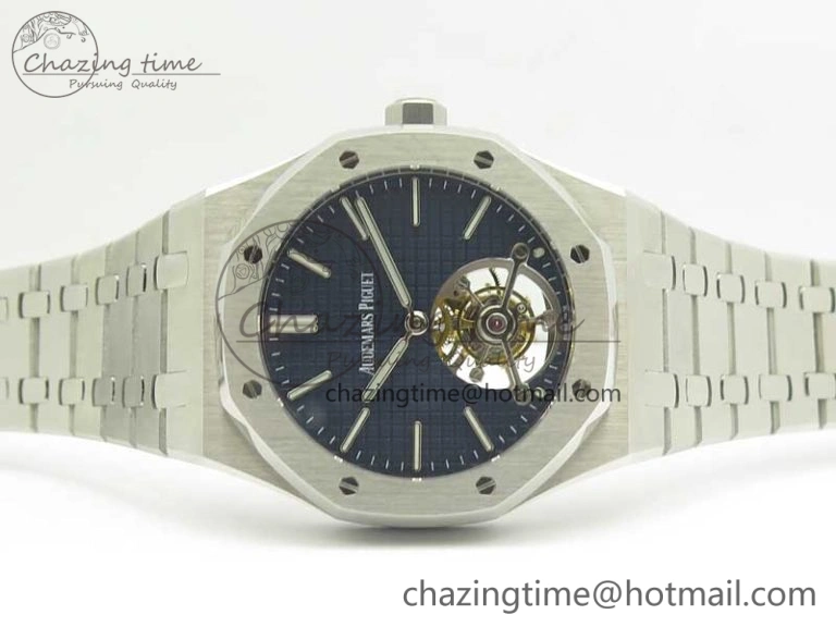 Royal Oak Tourbillon Extra-thin SS JF 1:1 Best Edition Blue Textured Dial on SS Bracelet