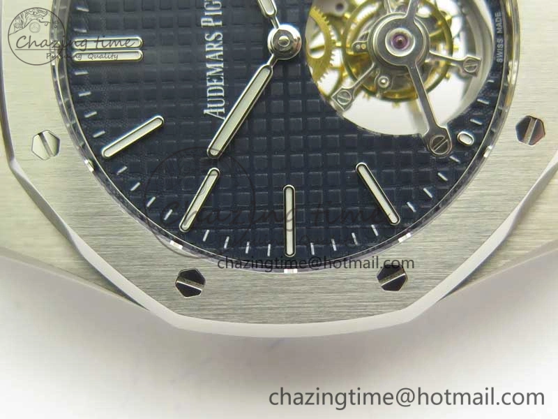 Royal Oak Tourbillon Extra-thin SS JF 1:1 Best Edition Blue Textured Dial on SS Bracelet