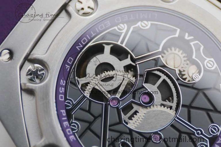 Royal Oak concept 26620 PVD 42mm “Black Panther” 1:1 Skeleton Dial on Purple Rubber Strap A2965
