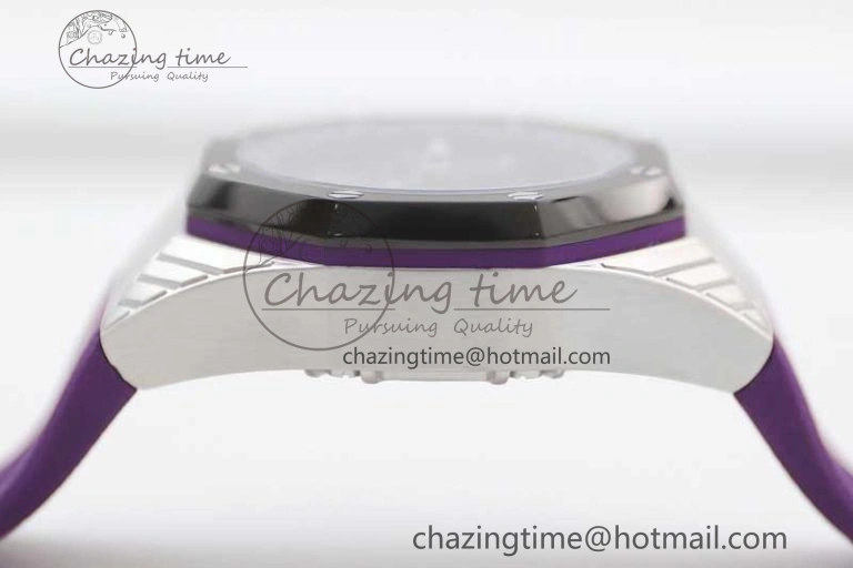 Royal Oak concept 26620 PVD 42mm “Black Panther” 1:1 Skeleton Dial on Purple Rubber Strap A2965