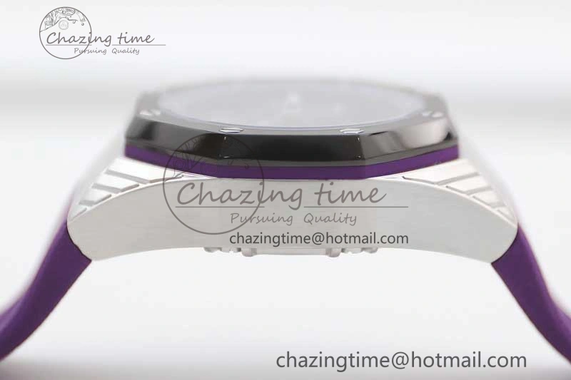 Royal Oak concept 26620 PVD 42mm “Black Panther” 1:1 Skeleton Dial on Purple Rubber Strap A2965