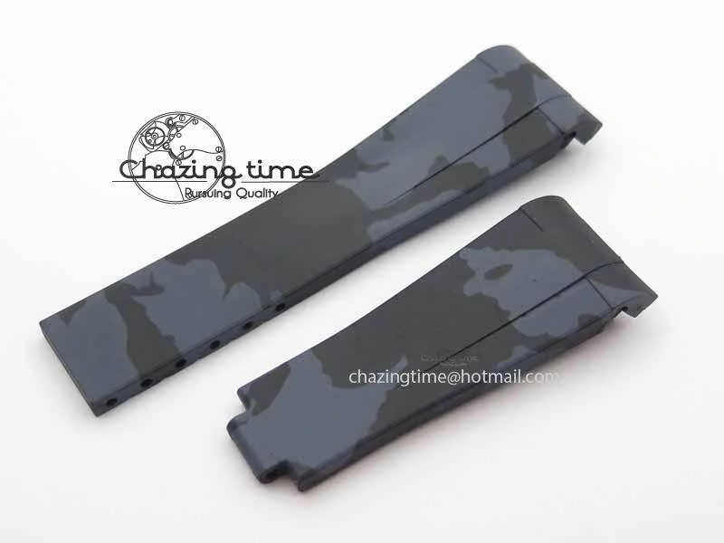 RubberB Camouflage Black Strap For Deployant Buckle