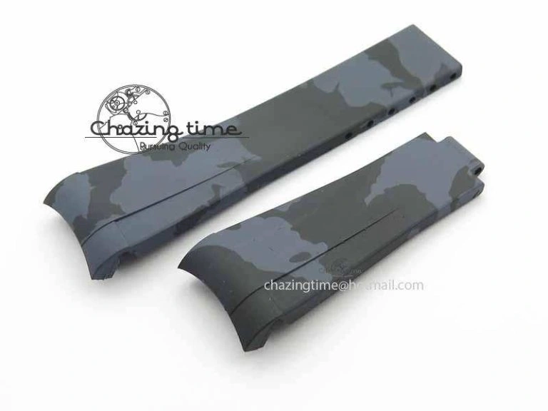 RubberB Camouflage Black Strap For Deployant Buckle