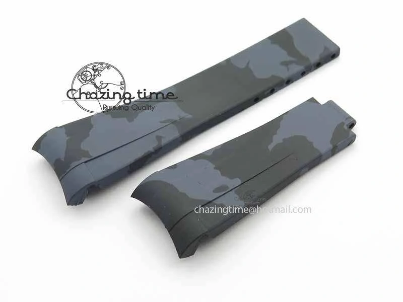 RubberB Camouflage Black Strap For Deployant Buckle