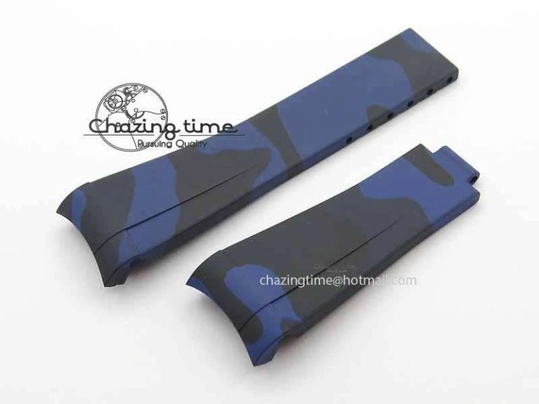 RubberB Camouflage Blue Strap For Deployant Buckle