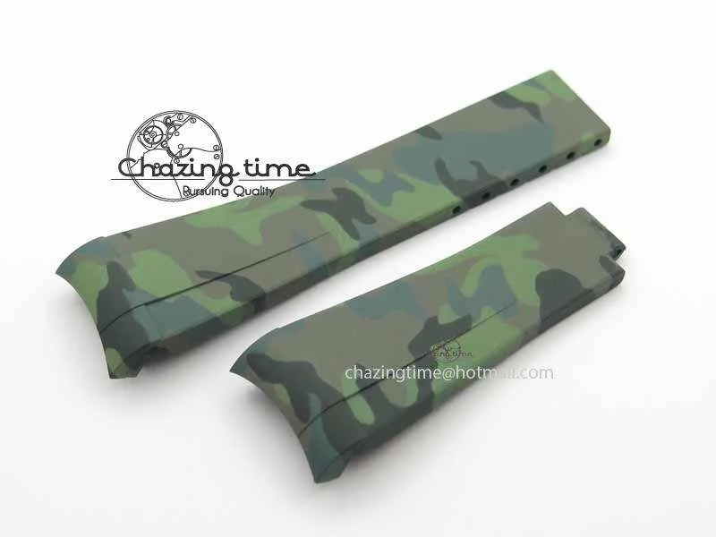 RubberB Camouflage Green Strap For Deployant Buckle