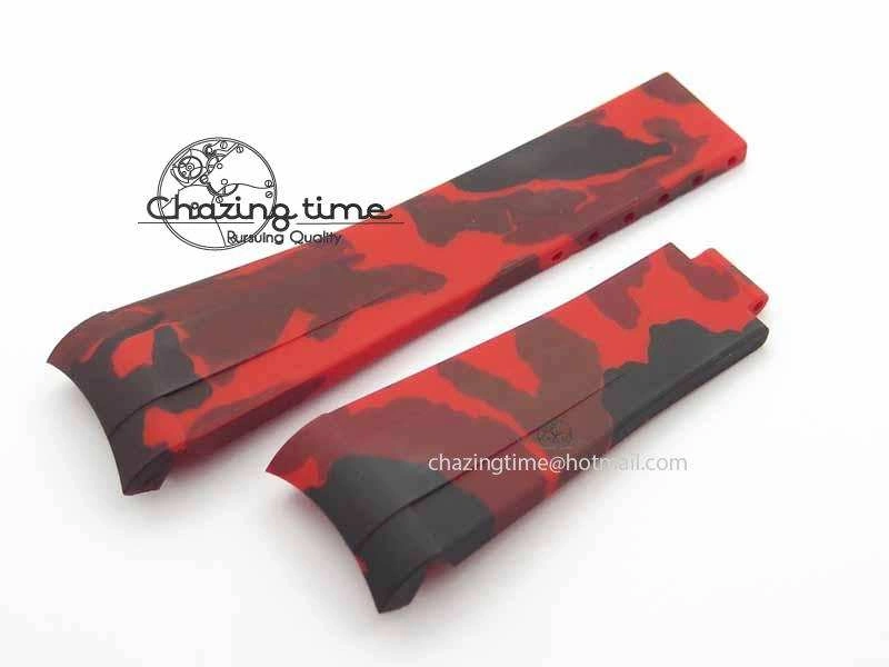 RubberB Camouflage Red Strap For Deployant Buckle