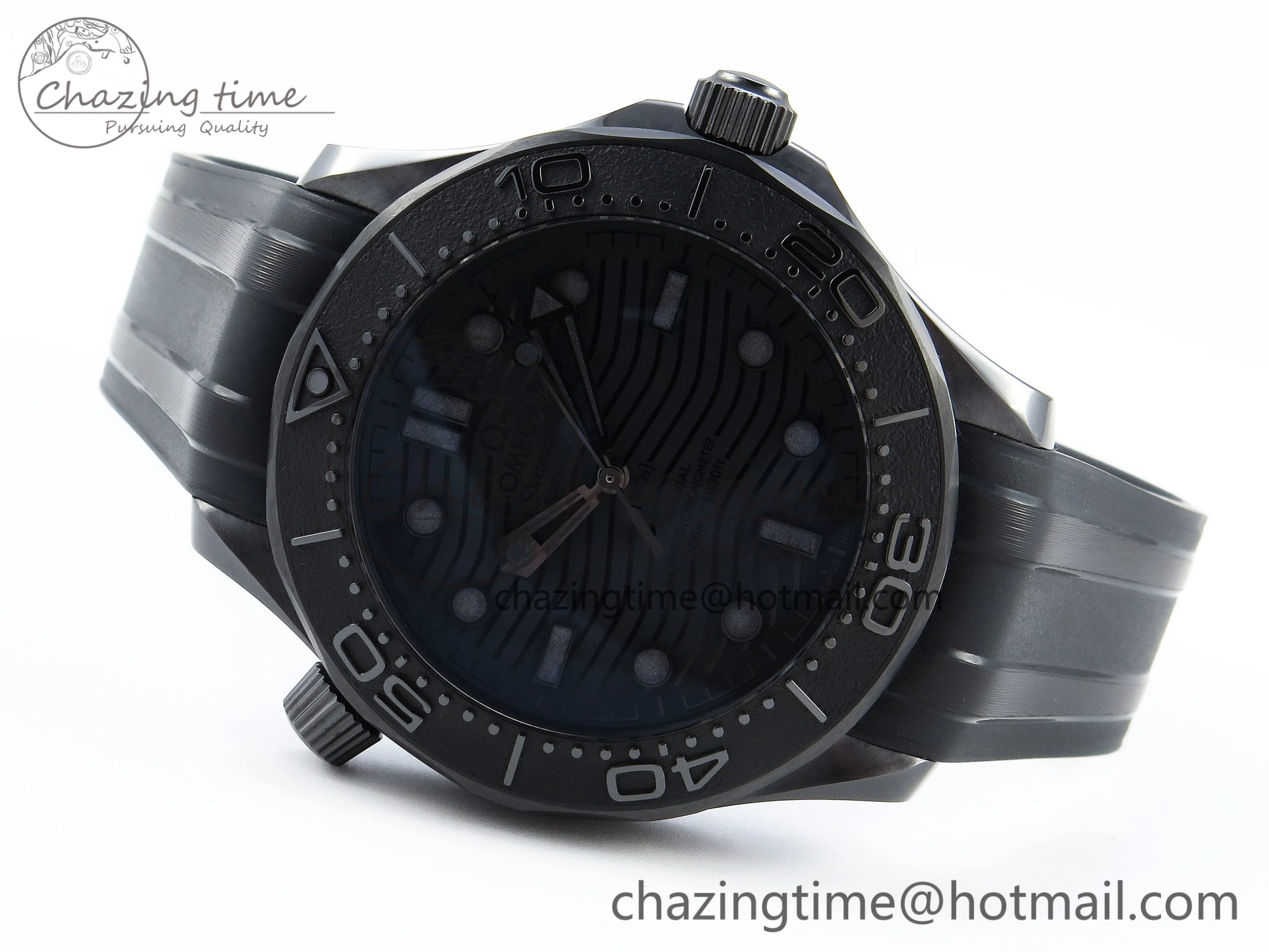 SEAMASTER 300M 43.5MM BLACK CERAMIC VSF 1:1 BEST EDITION BLACK DIAL ON BLACK RUBBER STRAP A8806