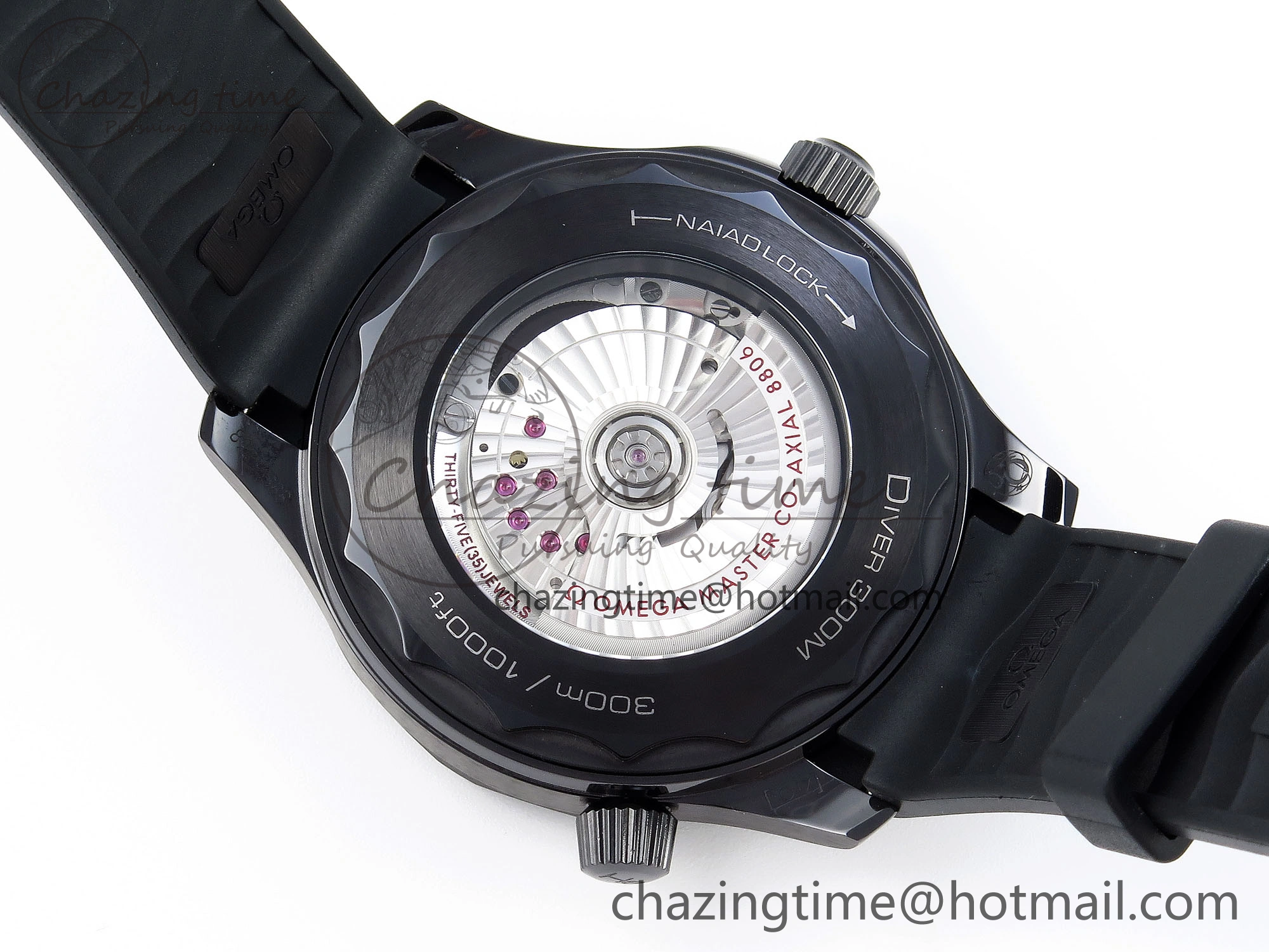 SEAMASTER 300M 43.5MM BLACK CERAMIC VSF 1:1 BEST EDITION BLACK DIAL ON BLACK RUBBER STRAP A8806
