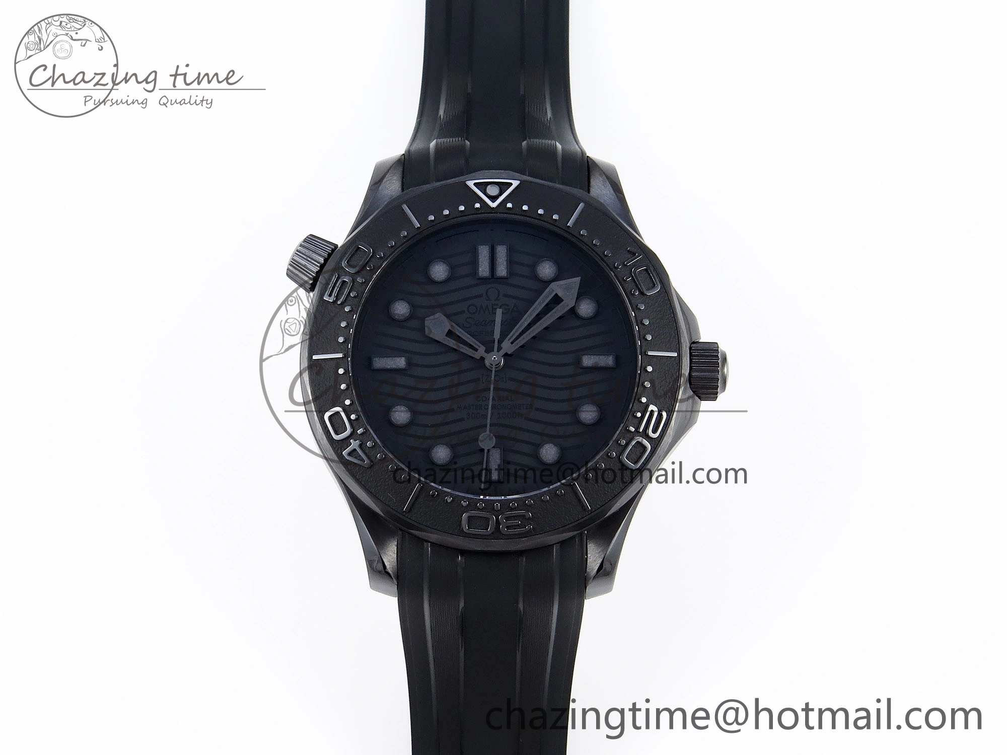 SEAMASTER 300M 43.5MM BLACK CERAMIC VSF 1:1 BEST EDITION BLACK DIAL ON BLACK RUBBER STRAP A8806