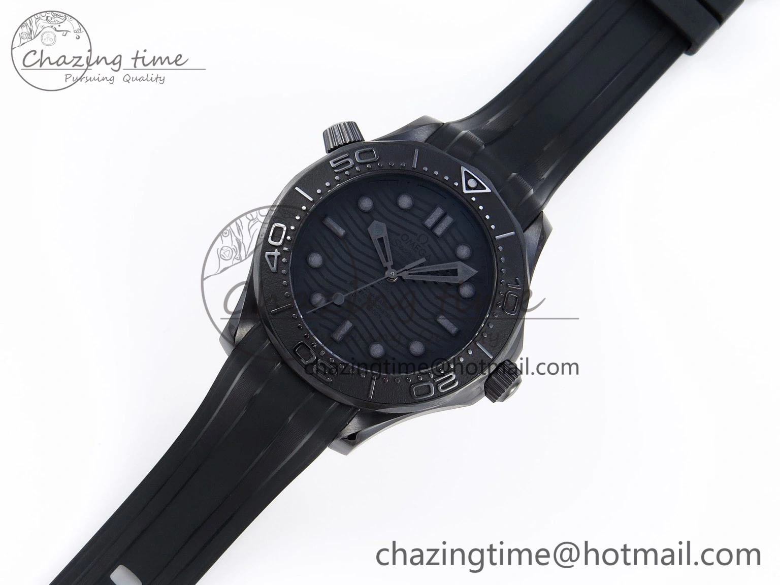 SEAMASTER 300M 43.5MM BLACK CERAMIC VSF 1:1 BEST EDITION BLACK DIAL ON BLACK RUBBER STRAP A8806