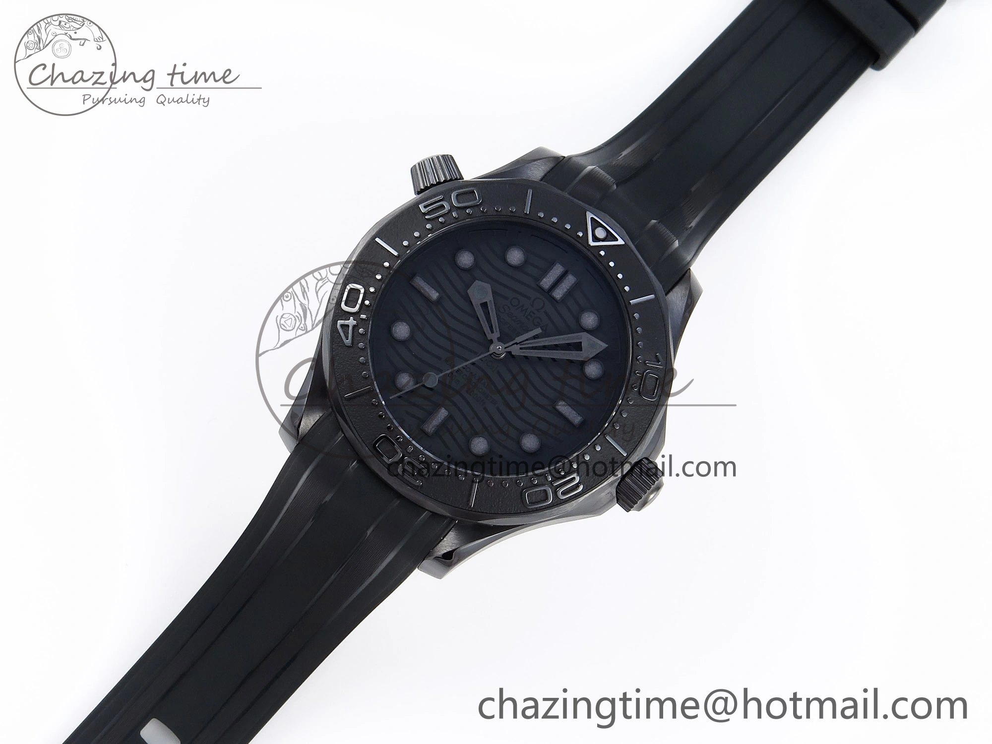 SEAMASTER 300M 43.5MM BLACK CERAMIC VSF 1:1 BEST EDITION BLACK DIAL ON BLACK RUBBER STRAP A8806