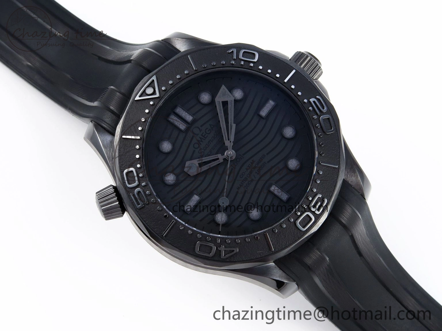 SEAMASTER 300M 43.5MM BLACK CERAMIC VSF 1:1 BEST EDITION BLACK DIAL ON BLACK RUBBER STRAP A8806
