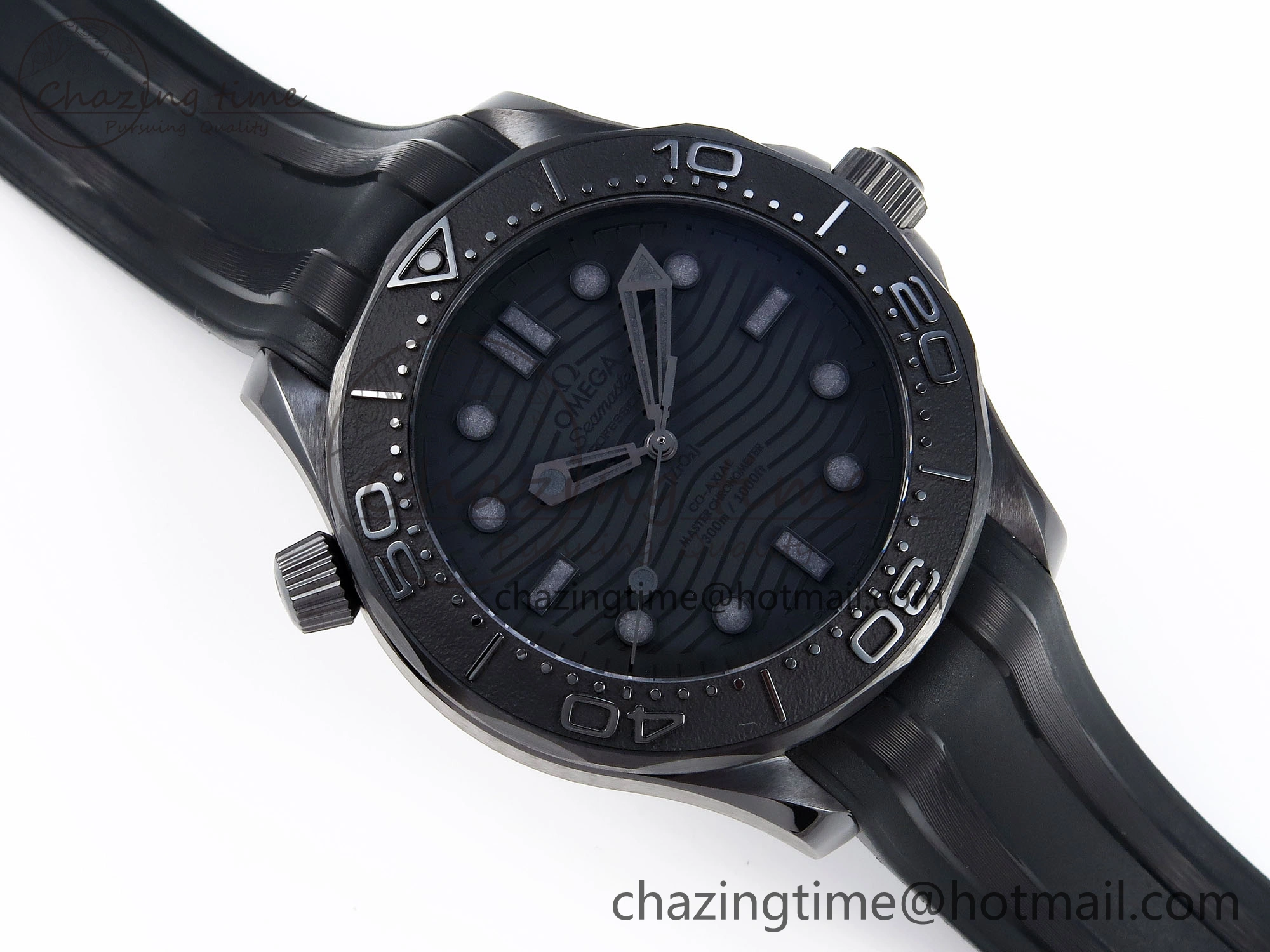 SEAMASTER 300M 43.5MM BLACK CERAMIC VSF 1:1 BEST EDITION BLACK DIAL ON BLACK RUBBER STRAP A8806