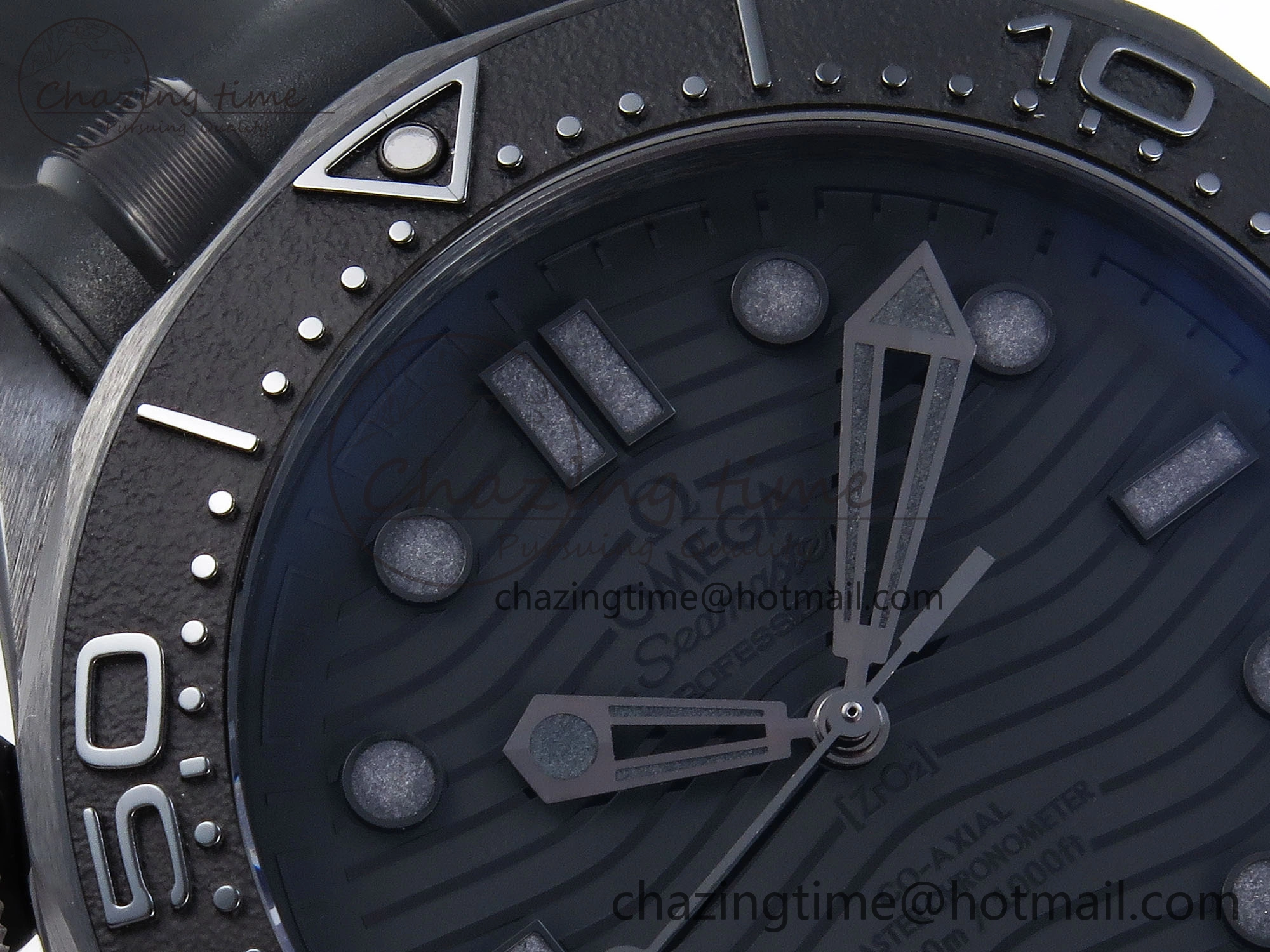 SEAMASTER 300M 43.5MM BLACK CERAMIC VSF 1:1 BEST EDITION BLACK DIAL ON BLACK RUBBER STRAP A8806