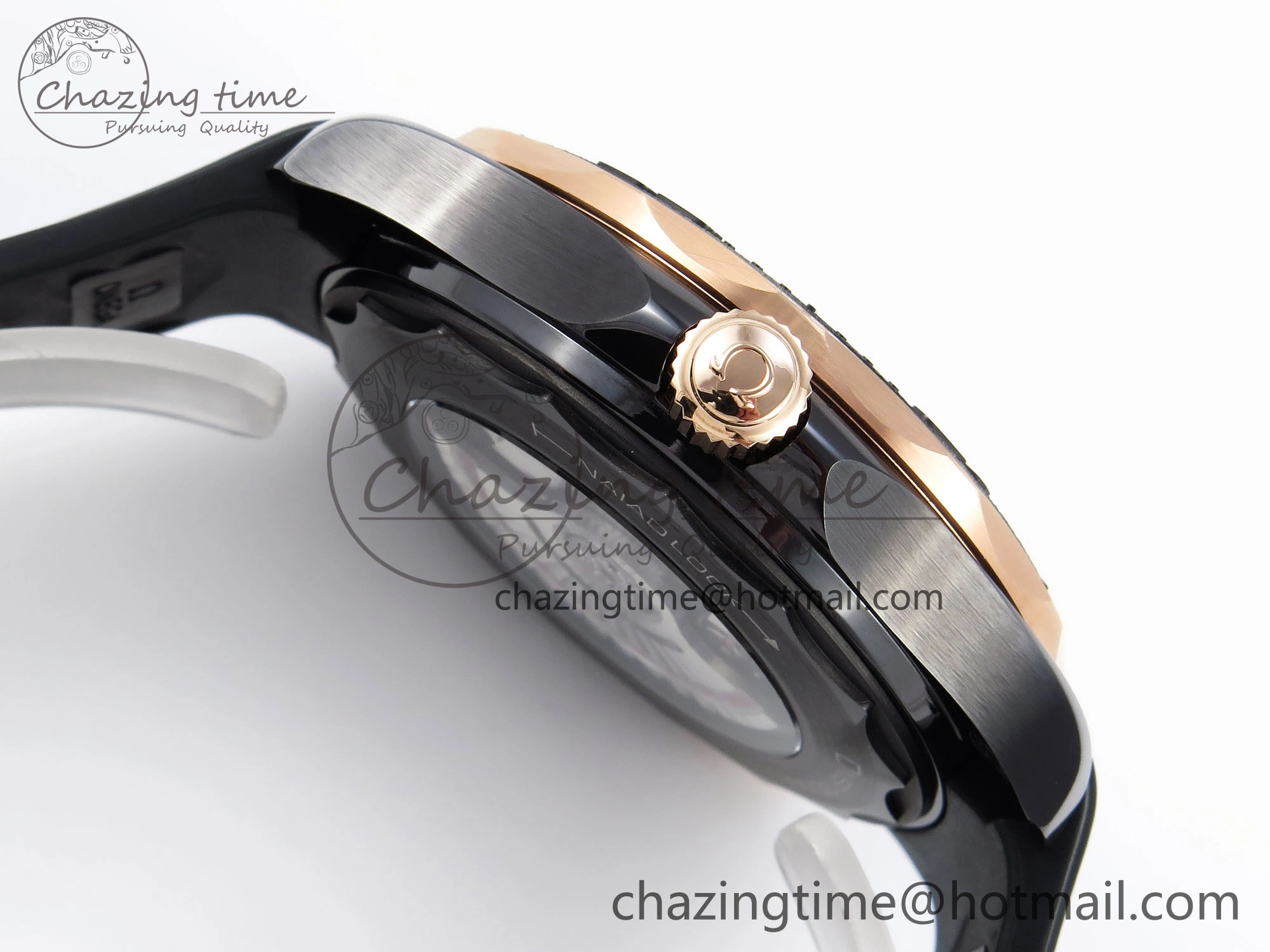 SEAMASTER 300M 43.5MM BLACK CERAMIC VSF 1:1 BEST EDITION BLACK DIAL RG BEZEL ON BLACK RUBBER STRAP A8806