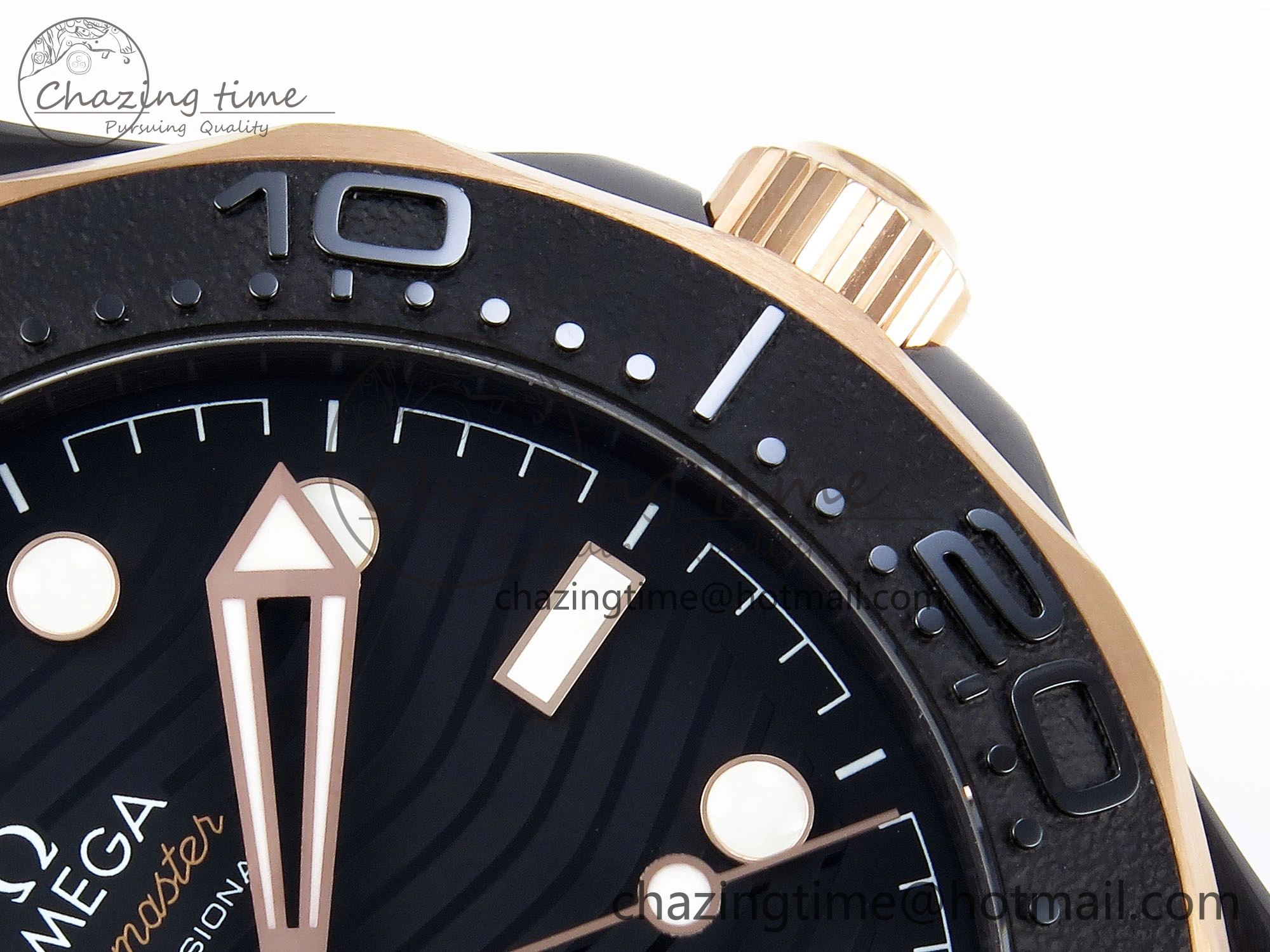 SEAMASTER 300M 43.5MM BLACK CERAMIC VSF 1:1 BEST EDITION BLACK DIAL RG BEZEL ON BLACK RUBBER STRAP A8806