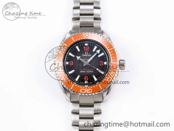 SEAMASTER 6000M ULTRA DEEP SS VSF 1:1 BEST EDITION BROWN DIAL ORANGE BEZEL ON SS BRACELET A8912 SUPER CLONE