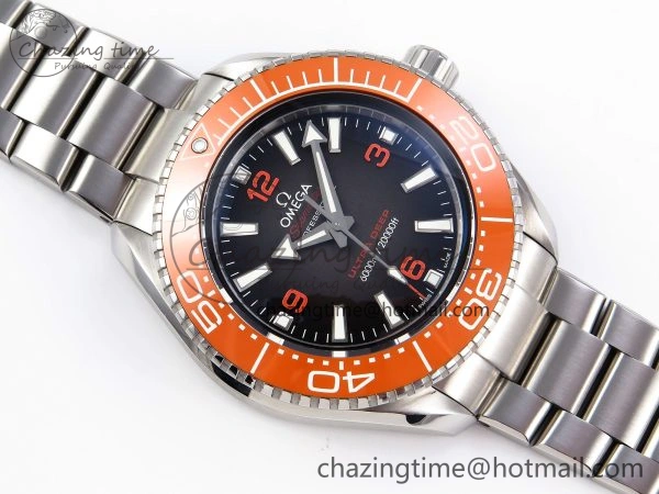 SEAMASTER 6000M ULTRA DEEP SS VSF 1:1 BEST EDITION BROWN DIAL ORANGE BEZEL ON SS BRACELET A8912 SUPER CLONE
