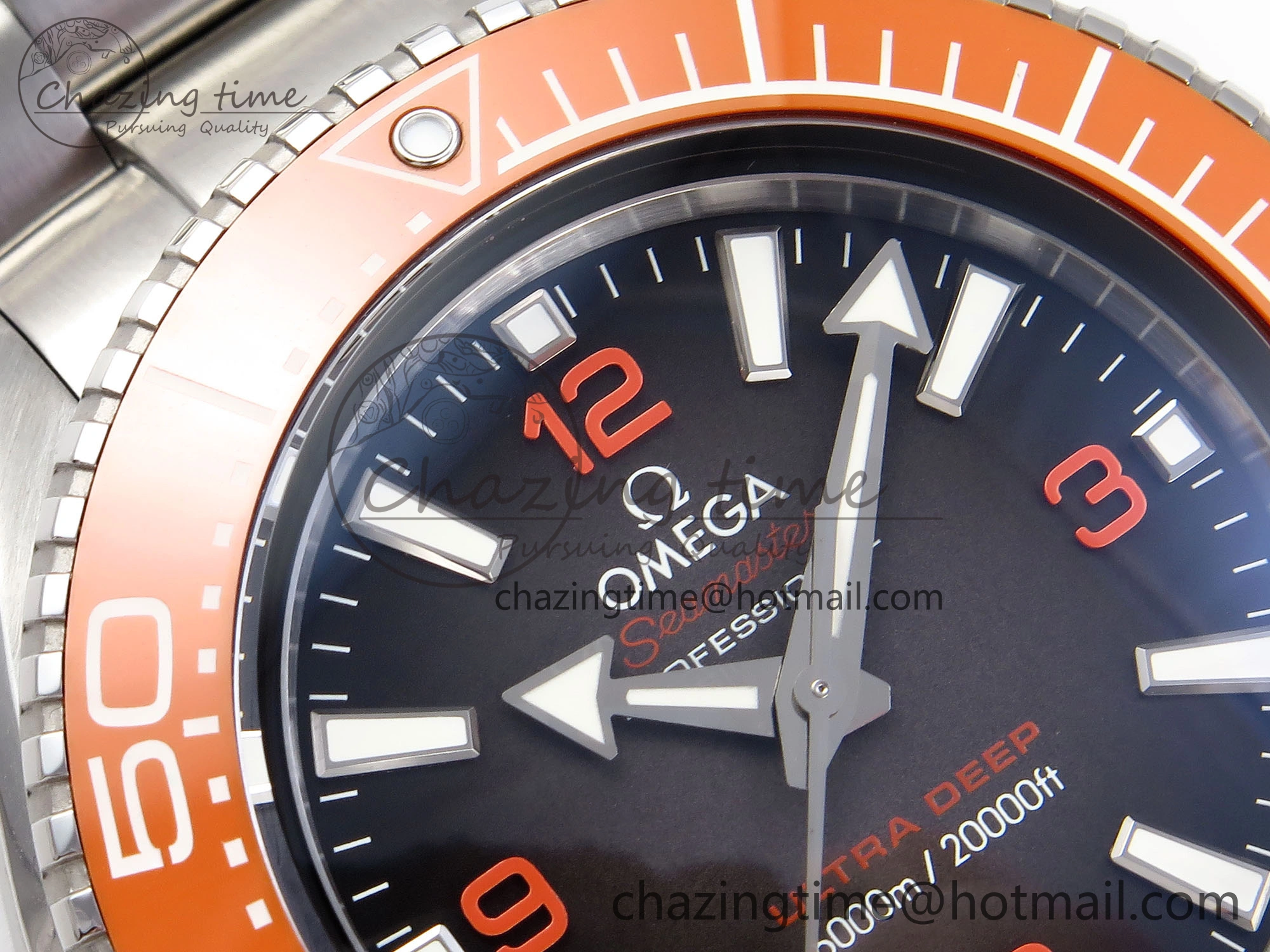 SEAMASTER 6000M ULTRA DEEP SS VSF 1:1 BEST EDITION BROWN DIAL ORANGE BEZEL ON SS BRACELET A8912 SUPER CLONE