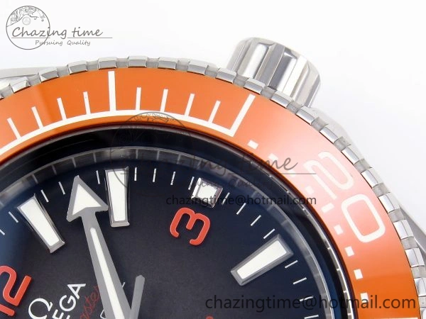 SEAMASTER 6000M ULTRA DEEP SS VSF 1:1 BEST EDITION BROWN DIAL ORANGE BEZEL ON SS BRACELET A8912 SUPER CLONE