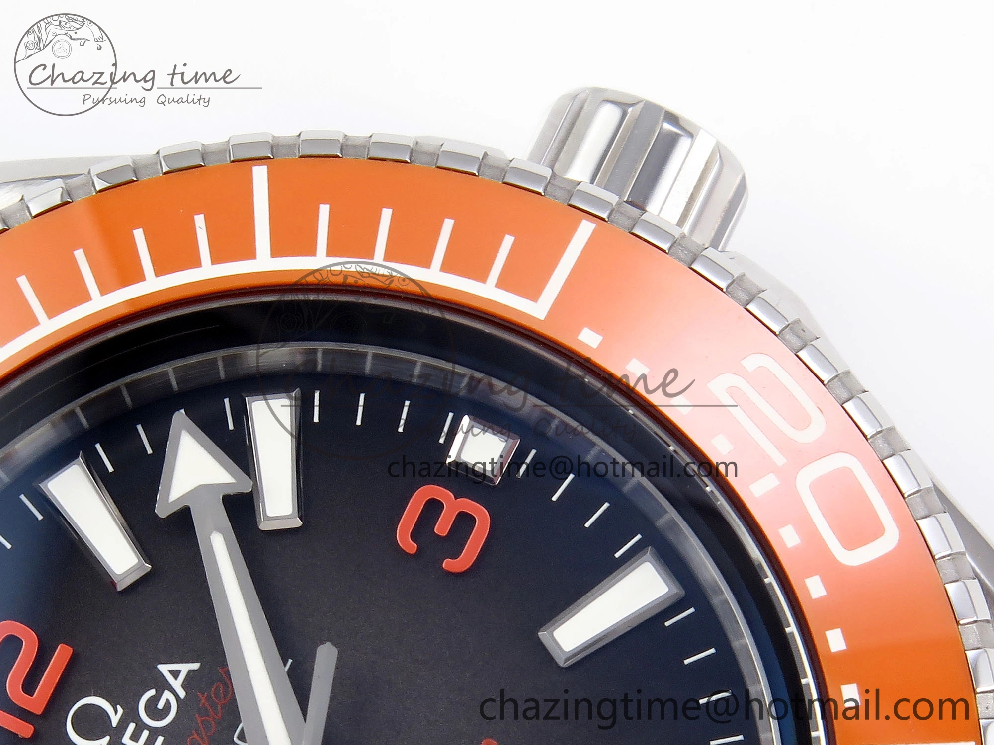 SEAMASTER 6000M ULTRA DEEP SS VSF 1:1 BEST EDITION BROWN DIAL ORANGE BEZEL ON SS BRACELET A8912 SUPER CLONE