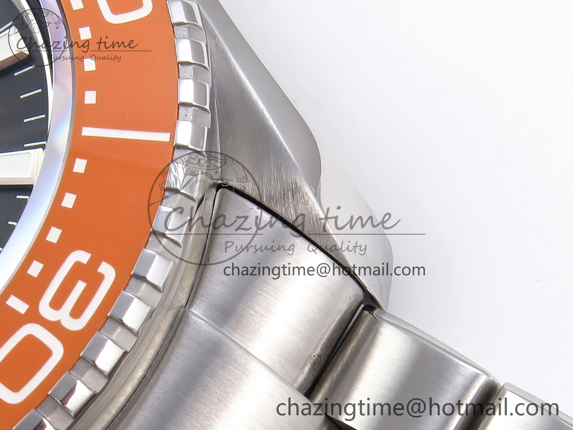 SEAMASTER 6000M ULTRA DEEP SS VSF 1:1 BEST EDITION BROWN DIAL ORANGE BEZEL ON SS BRACELET A8912 SUPER CLONE
