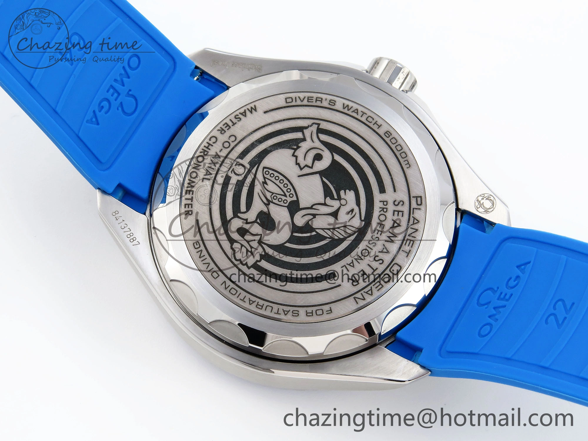 SEAMASTER PLANET OCEAN 6000M ULTRA DEEP 45.5MM SS TF 1:1 BEST EDITION BLUE DIAL BLACK BEZEL ON RUBBER STRAP A2824