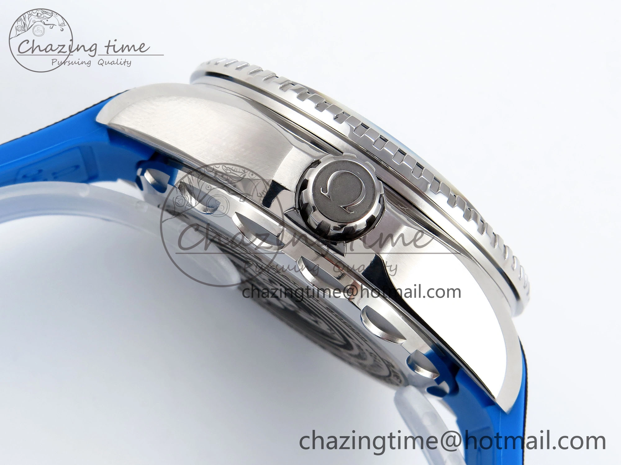 SEAMASTER PLANET OCEAN 6000M ULTRA DEEP 45.5MM SS TF 1:1 BEST EDITION BLUE DIAL BLACK BEZEL ON RUBBER STRAP A2824