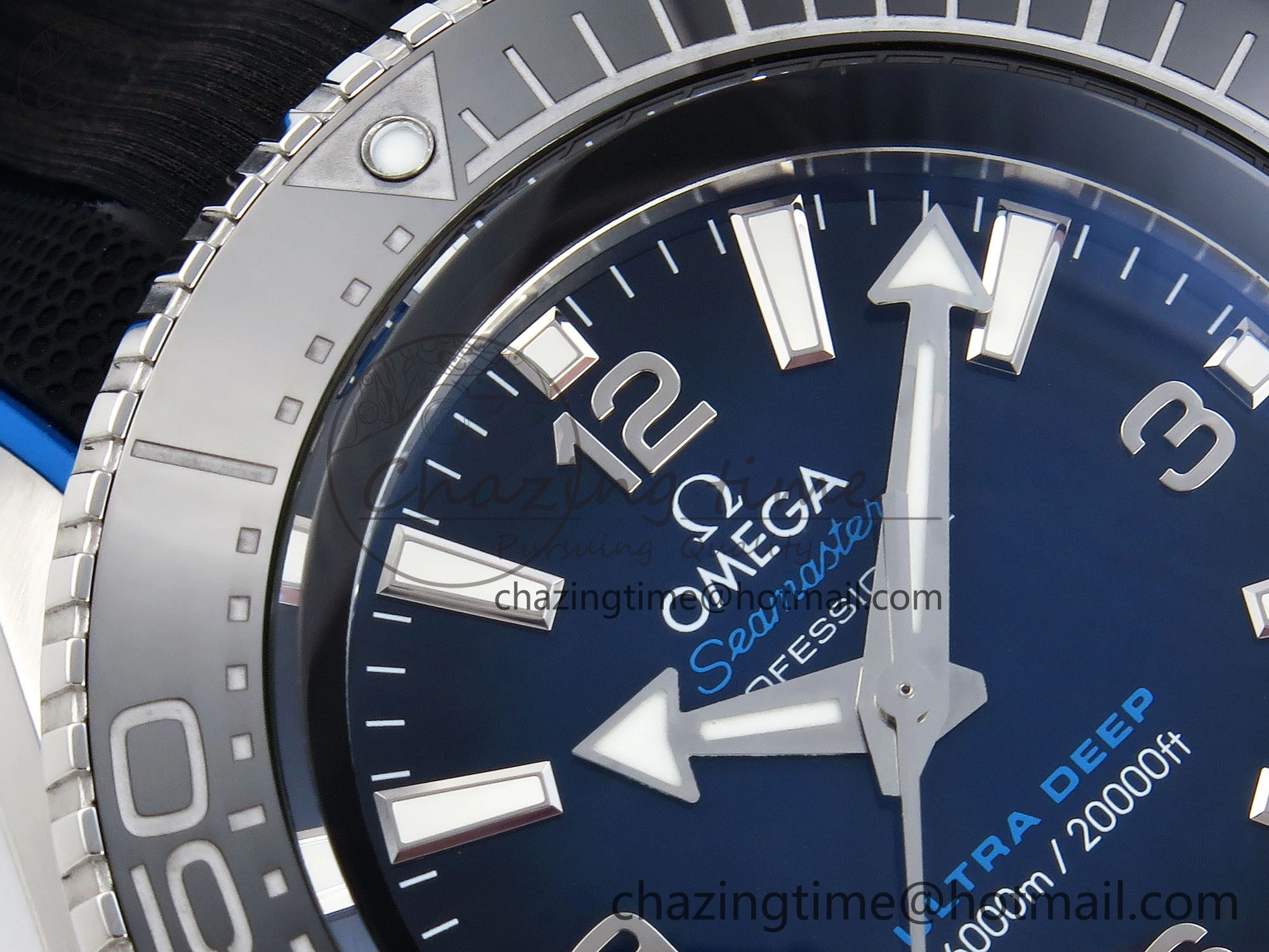 SEAMASTER PLANET OCEAN 6000M ULTRA DEEP 45.5MM SS TF 1:1 BEST EDITION BLUE DIAL BLACK BEZEL ON RUBBER STRAP A2824