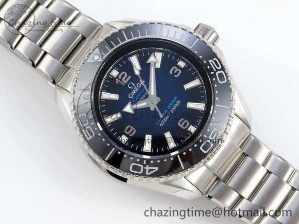 SEAMASTER PLANET OCEAN 6000M ULTRA DEEP 45.5MM SS TF 1:1 BEST EDITION BLUE DIAL BLACK BEZEL ON SS BRACELET A2824