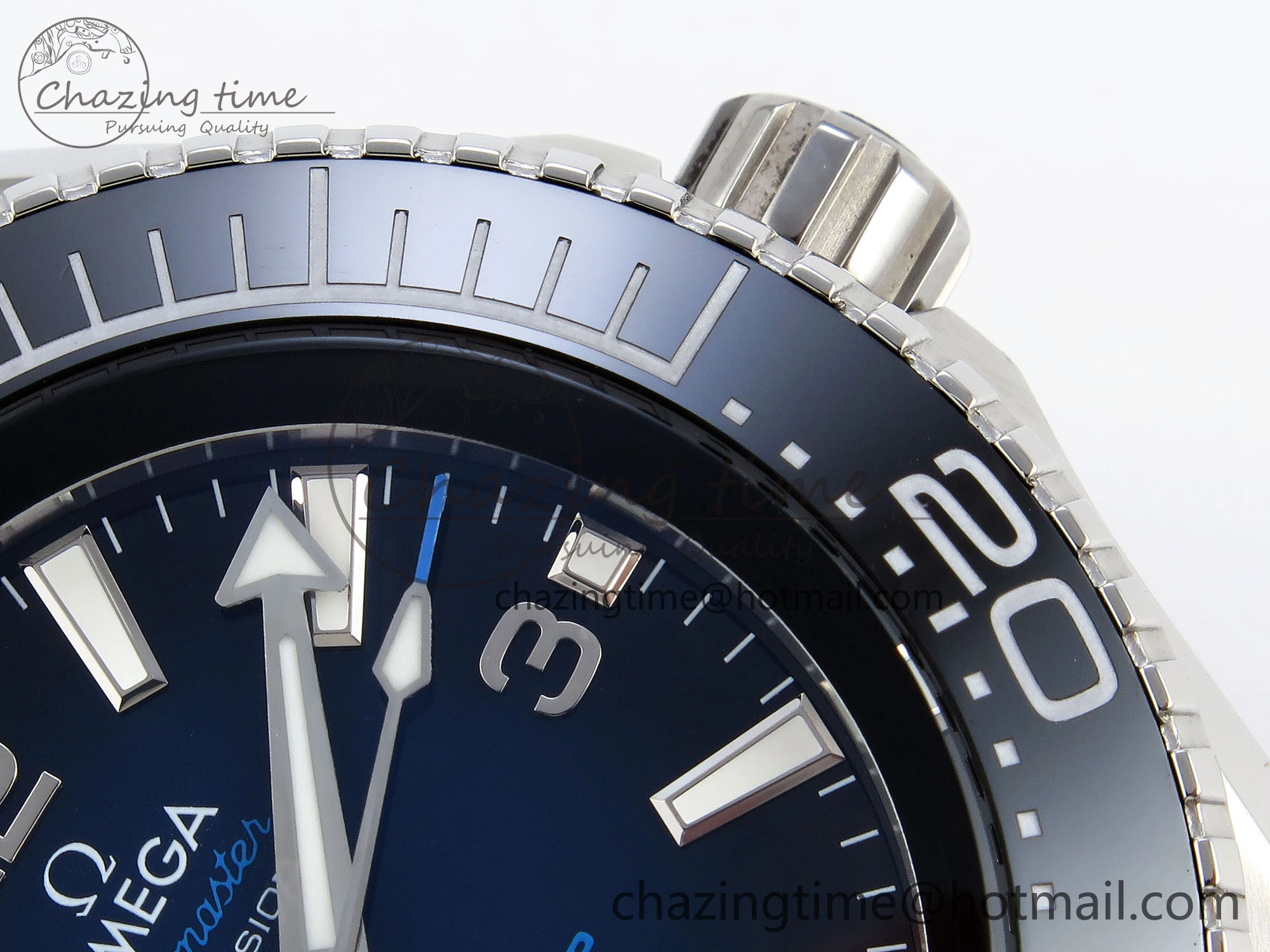 SEAMASTER PLANET OCEAN 6000M ULTRA DEEP 45.5MM SS TF 1:1 BEST EDITION BLUE DIAL BLACK BEZEL ON SS BRACELET A2824