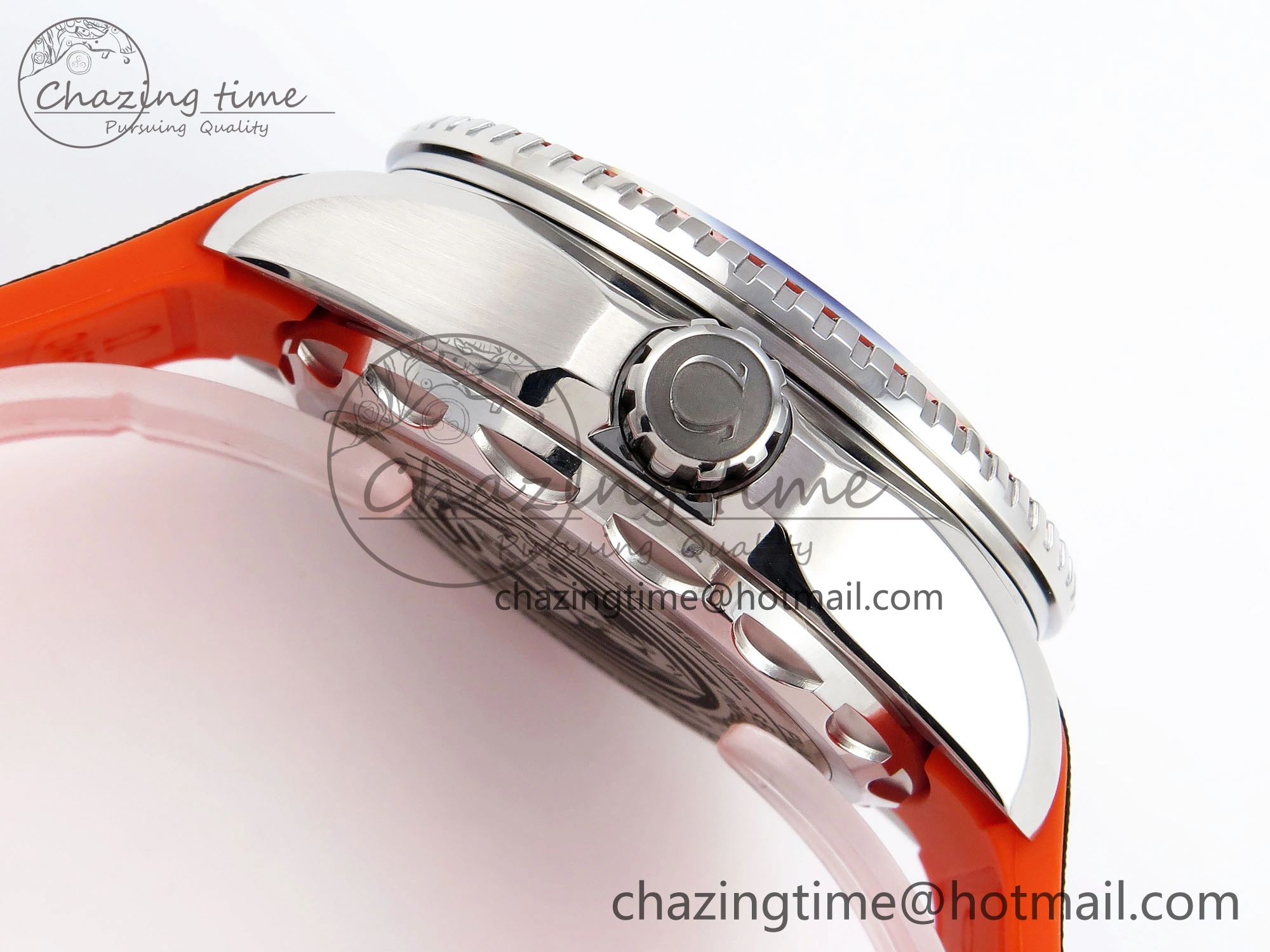 SEAMASTER PLANET OCEAN 6000M ULTRA DEEP 45.5MM SS TF 1:1 BEST EDITION GRAY DIAL ORANGE BEZEL ON RUBBER STRAP A2824