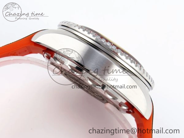 SEAMASTER PLANET OCEAN 6000M ULTRA DEEP 45.5MM SS TF 1:1 BEST EDITION GRAY DIAL ORANGE BEZEL ON RUBBER STRAP A2824