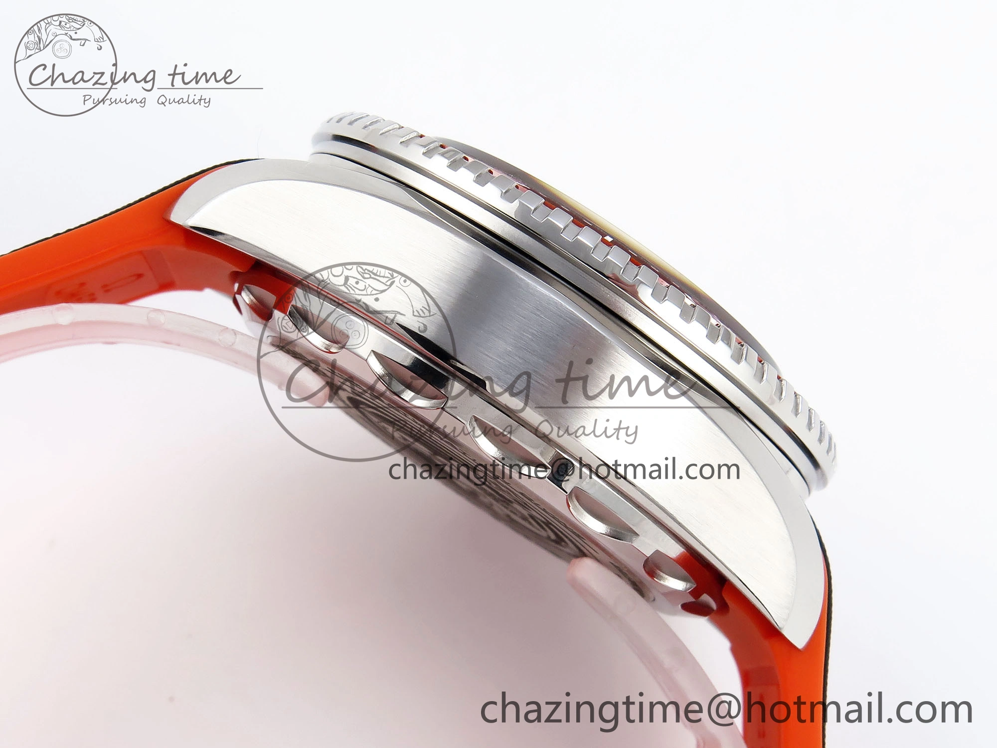 SEAMASTER PLANET OCEAN 6000M ULTRA DEEP 45.5MM SS TF 1:1 BEST EDITION GRAY DIAL ORANGE BEZEL ON RUBBER STRAP A2824
