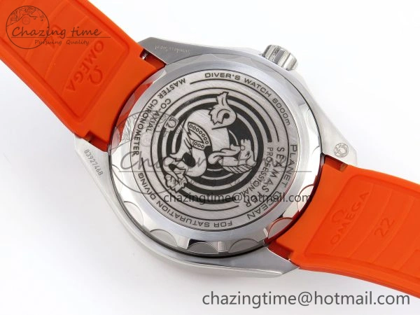 SEAMASTER PLANET OCEAN 6000M ULTRA DEEP 45.5MM SS TF 1:1 BEST EDITION GRAY DIAL ORANGE BEZEL ON RUBBER STRAP A2824