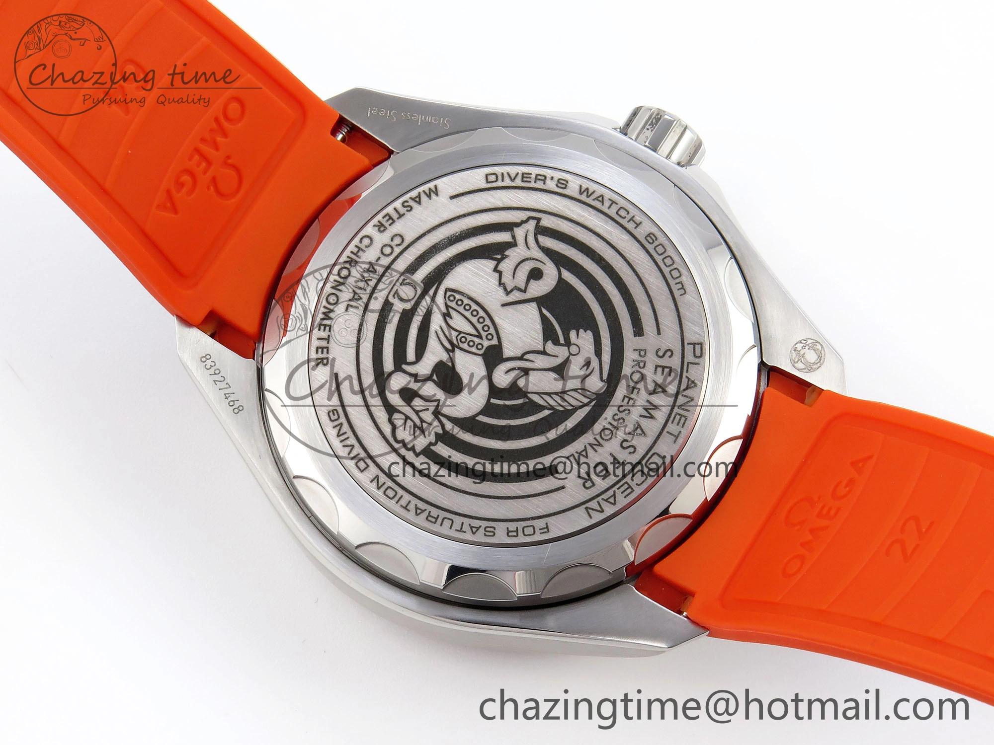 SEAMASTER PLANET OCEAN 6000M ULTRA DEEP 45.5MM SS TF 1:1 BEST EDITION GRAY DIAL ORANGE BEZEL ON RUBBER STRAP A2824