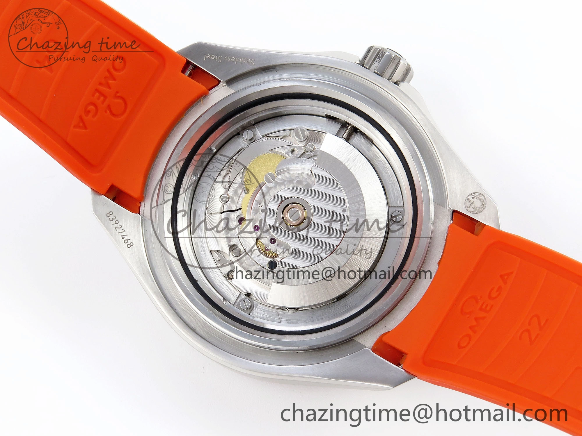 SEAMASTER PLANET OCEAN 6000M ULTRA DEEP 45.5MM SS TF 1:1 BEST EDITION GRAY DIAL ORANGE BEZEL ON RUBBER STRAP A2824