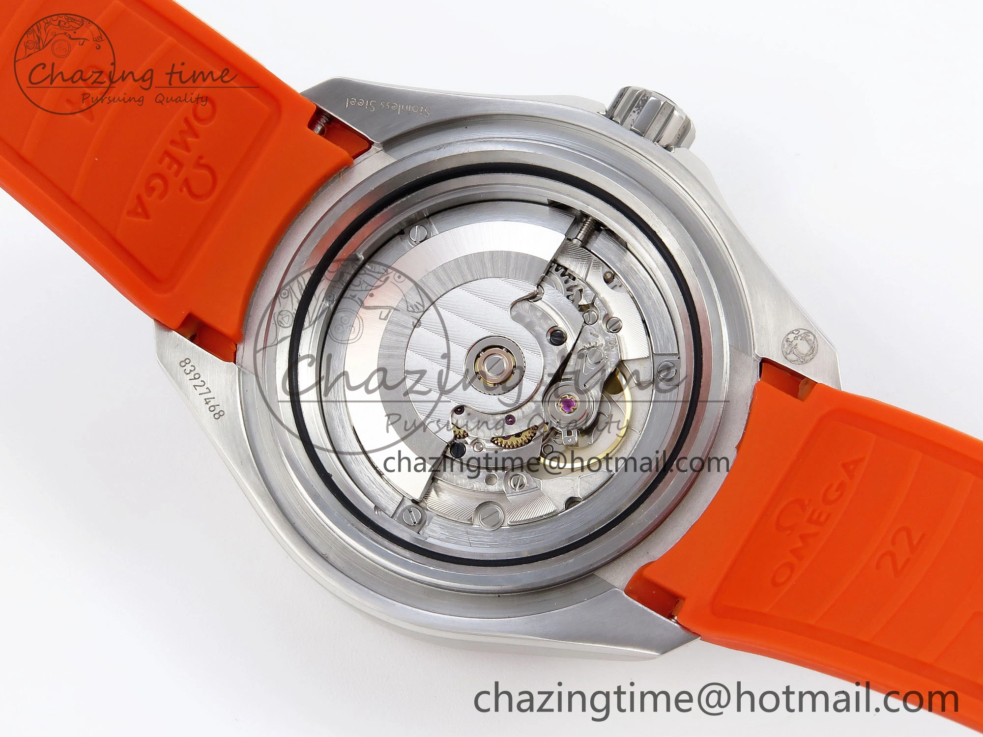 SEAMASTER PLANET OCEAN 6000M ULTRA DEEP 45.5MM SS TF 1:1 BEST EDITION GRAY DIAL ORANGE BEZEL ON RUBBER STRAP A2824