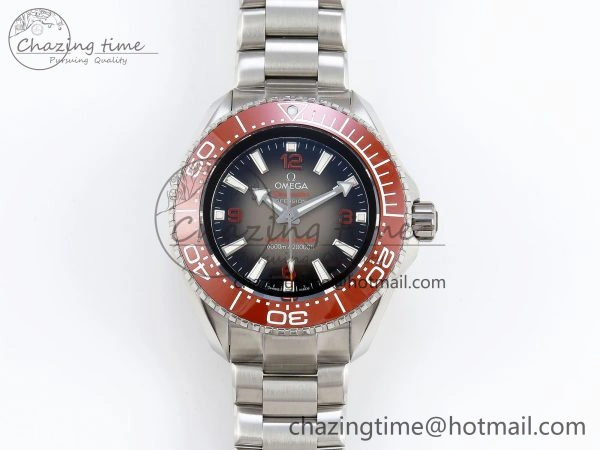 SEAMASTER PLANET OCEAN 6000M ULTRA DEEP 45.5MM SS TF 1:1 BEST EDITION GRAY DIAL ORANGE BEZEL ON SS BRACELET A2824