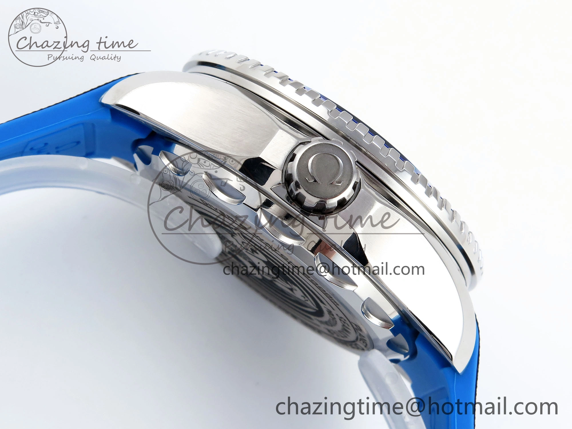 SEAMASTER PLANET OCEAN 6000M ULTRA DEEP 45.5MM SS TF 1:1 BEST EDITION WHITE DIAL BLUE BEZEL ON RUBBER STRAP A2824