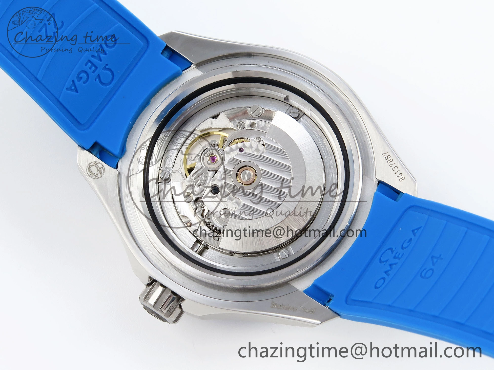 SEAMASTER PLANET OCEAN 6000M ULTRA DEEP 45.5MM SS TF 1:1 BEST EDITION WHITE DIAL BLUE BEZEL ON RUBBER STRAP A2824