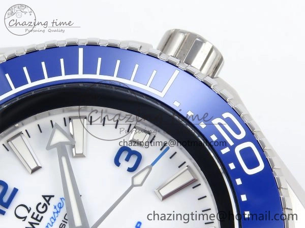 SEAMASTER PLANET OCEAN 6000M ULTRA DEEP 45.5MM SS TF 1:1 BEST EDITION WHITE DIAL BLUE BEZEL ON RUBBER STRAP A2824