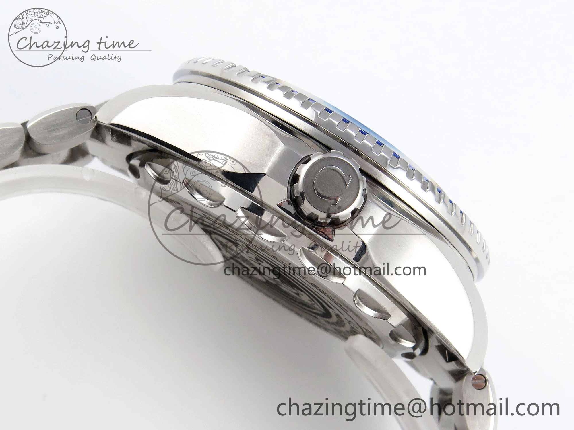 SEAMASTER PLANET OCEAN 6000M ULTRA DEEP 45.5MM SS TF 1:1 BEST EDITION WHITE DIAL BLUE BEZEL ON SS BRACELET A2824